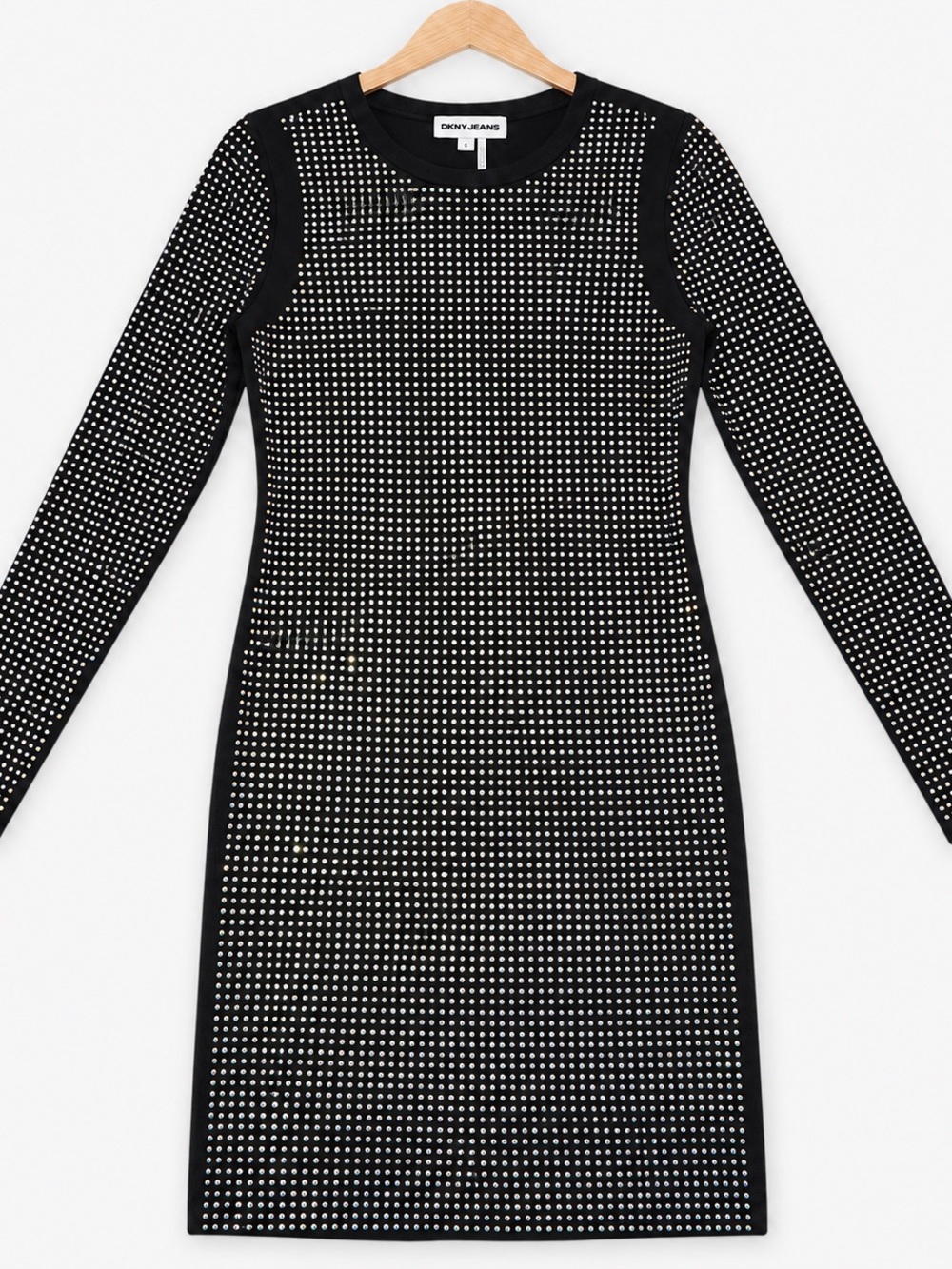DKNY Black Long-Sleeve Studded Bodycon Dress